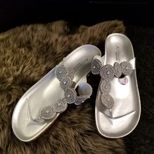Silver beaded slippers
